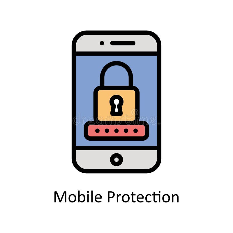 Mobile Protection Vector Filled Outline Icon Style Illustration. EPS 10