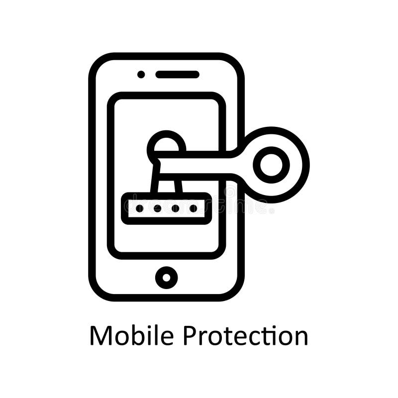 Mobile Protection Vector Outline Icon Style Illustration. EPS 10 File