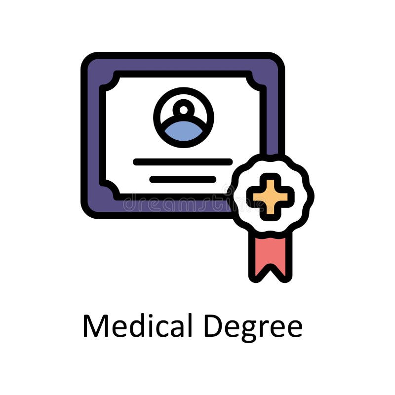 Medical Degree Vector Filled Outline Icon Style Illustration. EPS 10