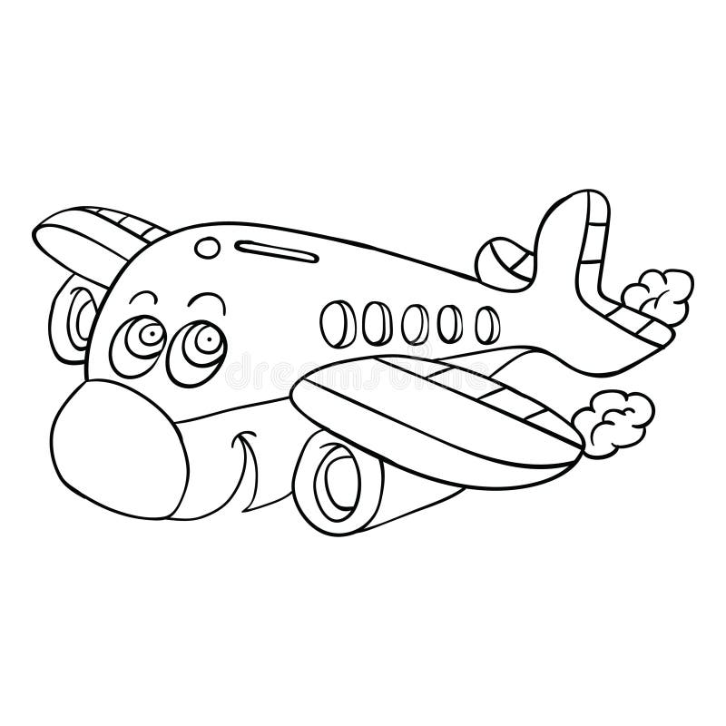 Funny plane cartoon vector royalty free illustration