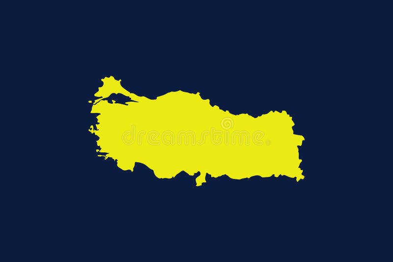 Yellow map isolated on dark blue background of the Country Turkey - vector illustration