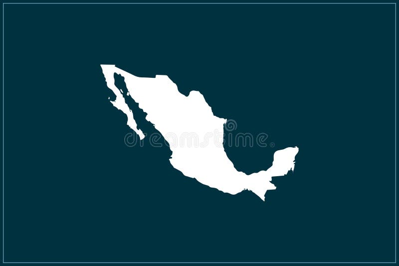 Map design concept of white color isolated on peacock blue background of Country Mexico - Vector stock illustration