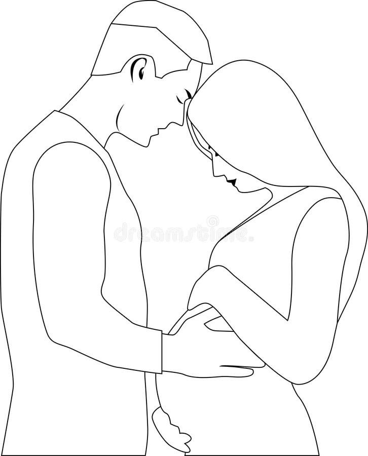 man-touching-the-belly-of-a-pregnant-woman-family-stock-vector
