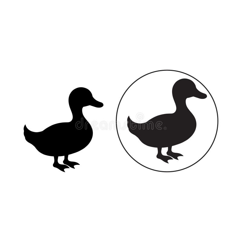 Duck black silhouette isolated on a white background. Vector illustration. stock illustration