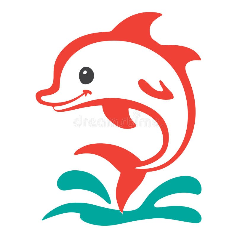 A charming and playful dolphin silhouette vector image, perfect for a kids\' t-shirt design. stock illustration