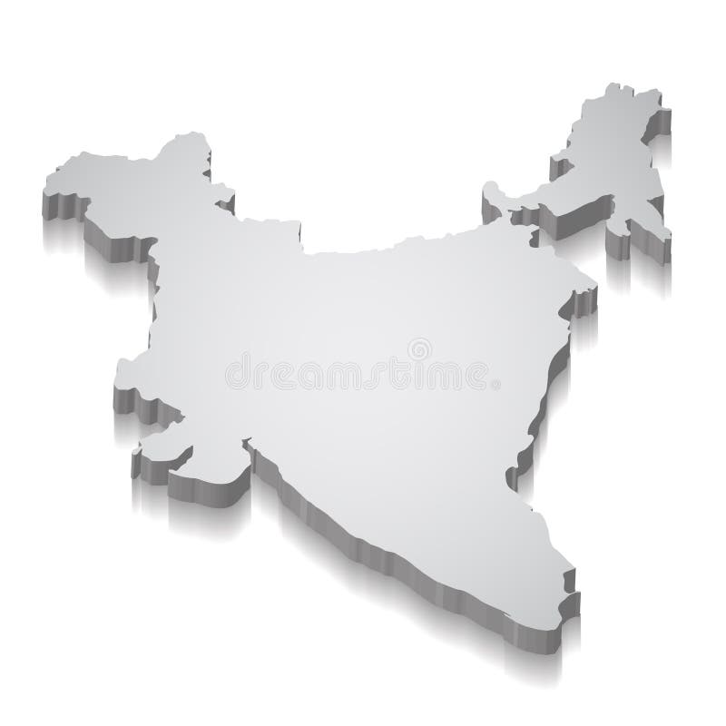 3d map of India in isometric view on white background vector illustration