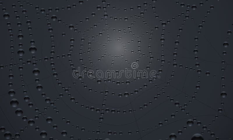 Spider web on dark background. dark net texture with rain water drops. stock illustration
