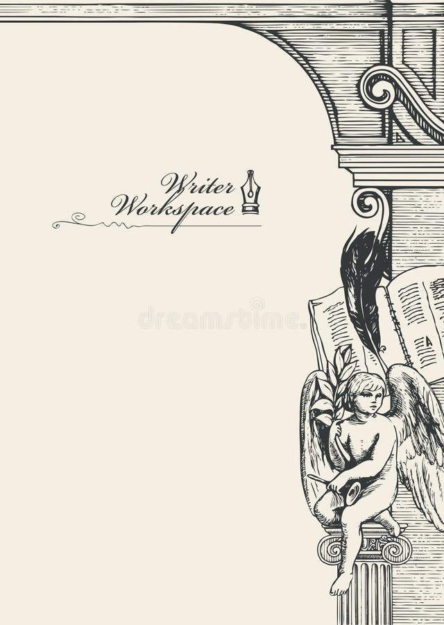 Banner on writers theme with space for text vector illustration