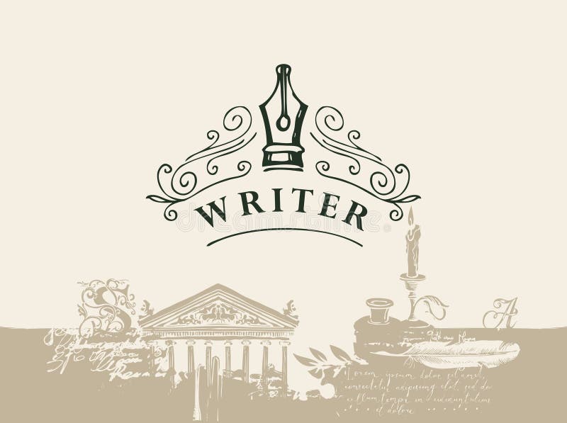 Banner or background on a writers theme royalty free illustration