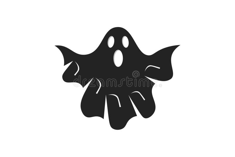 Scary Cute Ghost Silhouette � Halloween Spooky Icon stock illustration
