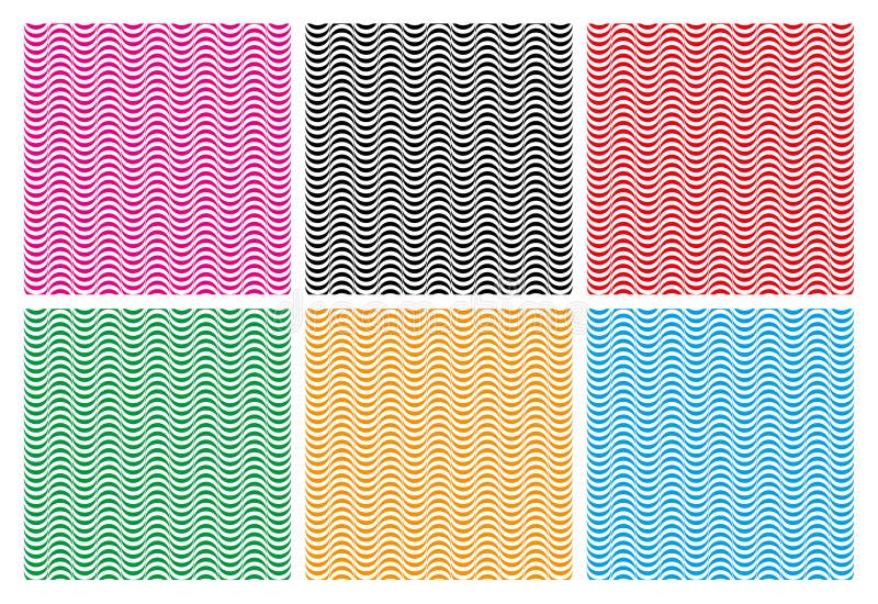 The image displays six rectangular panels, each with a wavy line pattern. royalty free illustration
