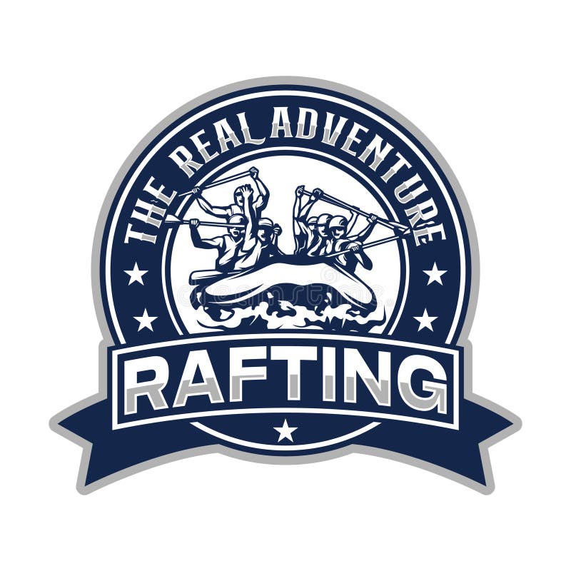 Rafting and Kayaking Outdoor Adventure Logo Design Vector royalty free illustration
