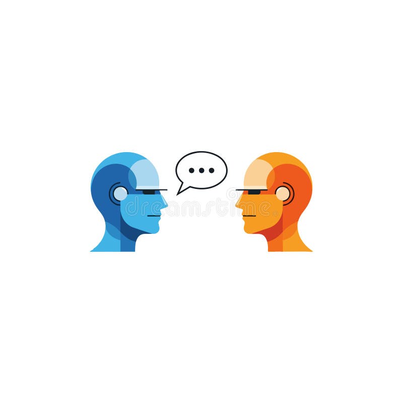 communication-and-dialogue-concept-with-two-heads-stock-illustration