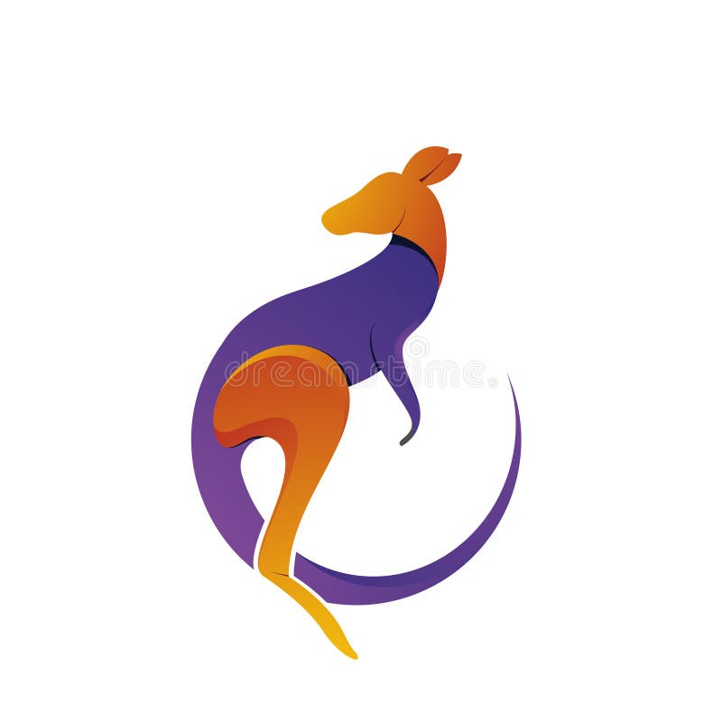 Colorful kangaroo animal logo design template vector illustration