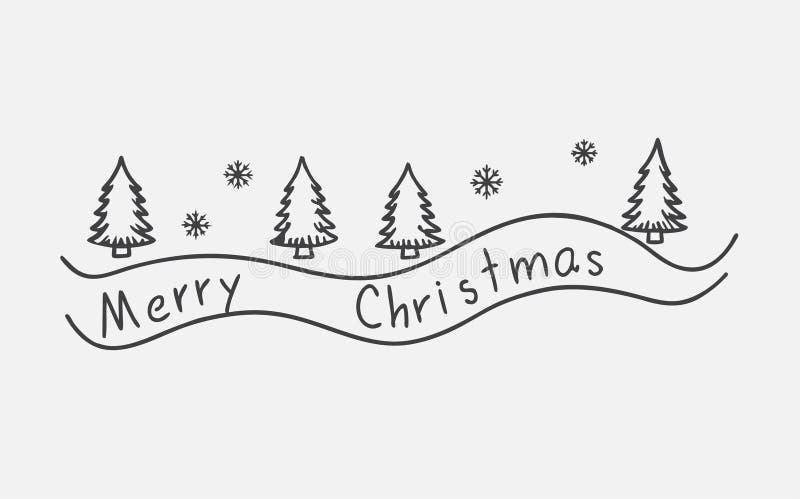 Merry Christmas Festive Decoration with Wavy Line Christmas Trees Illustration vector illustration