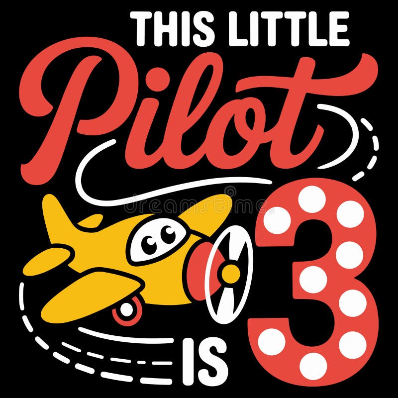 This Little Pilot Is 3 Birthday Airplane Design For Toddler Aviation Lover Kids Funny Plane Theme Gift royalty free illustration