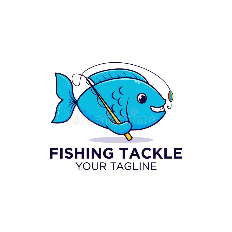 Blue Fish with Fishing Tackle Logo Design Stock Vector - Illustration of  graphic, identity: 217698020