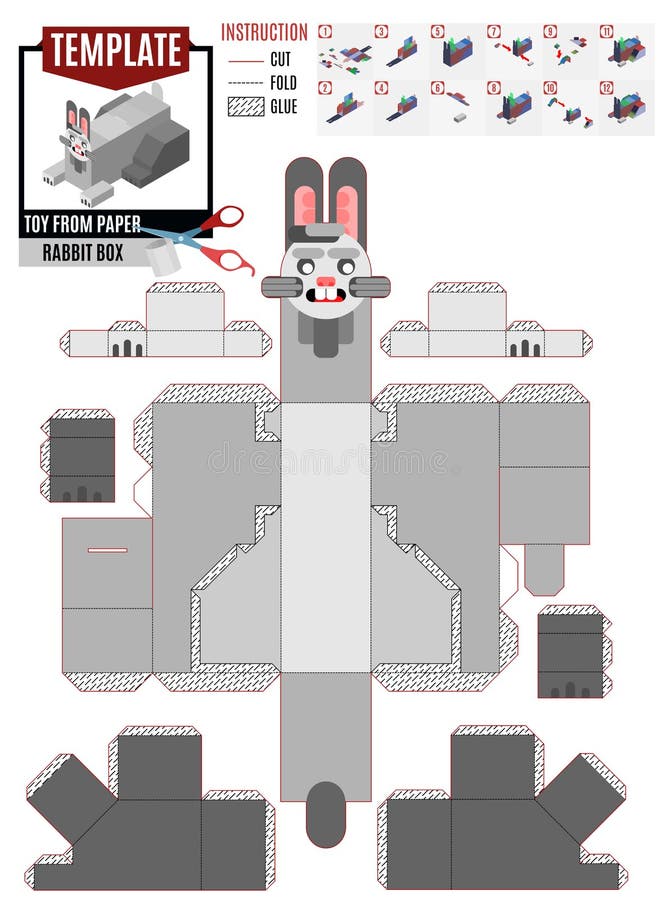 Print Box Rabbit for Children Toy Stock Illustration - Illustration of ...