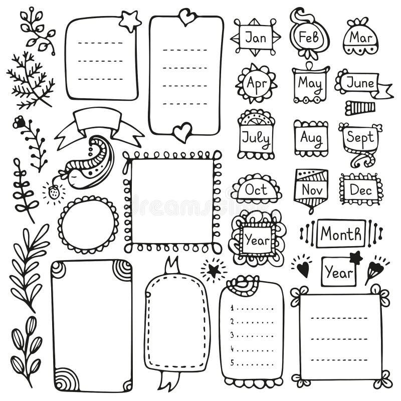 Bullet Journal Hand Drawn Vector Elements For Notebook Bullet Journal Hand Drawn Vector Elements For Notebook