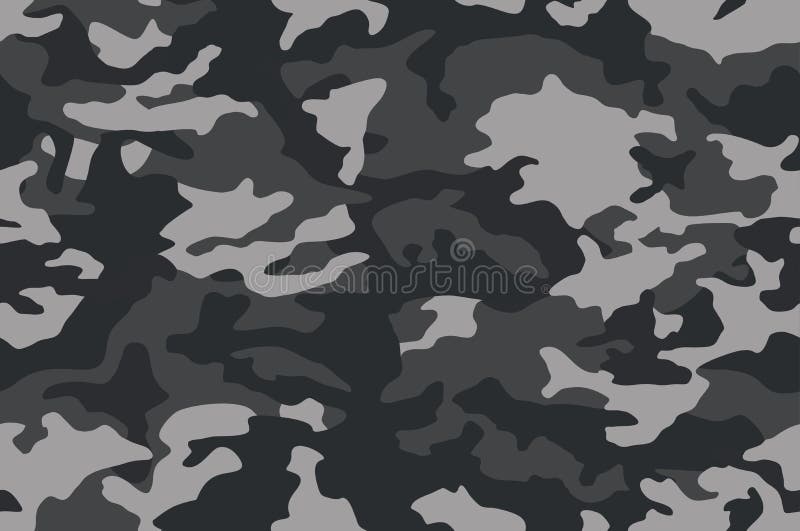 Camouflage pattern background seamless vector. Classic clothing style masking camo repeat print. Black and white royalty free illustration