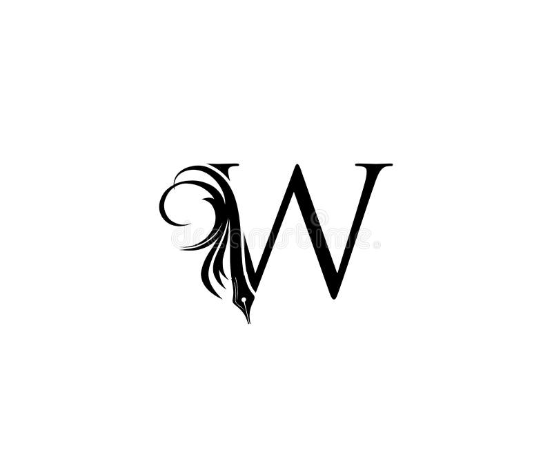 Classic W Pen Logo Icon, Calligraphic Letter Design Stock Illustration ...
