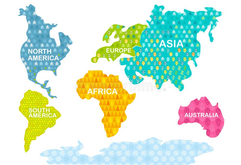 print colorful world map continents with patterns africa america asia europe australia antarctica stock vector illustration of circle patterns 160106925