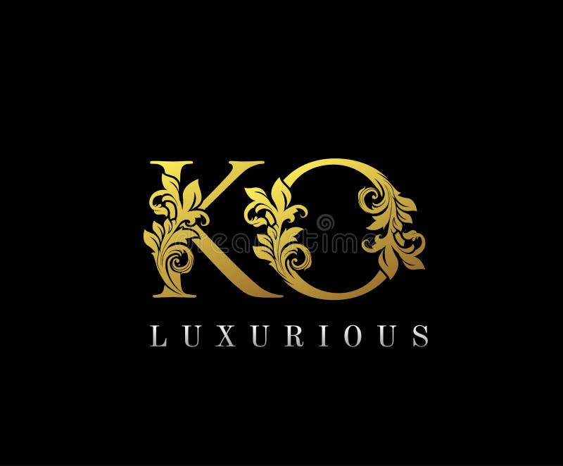 Golden Letter KO Logo Icon . Initial Letter K and O Design Vector ...