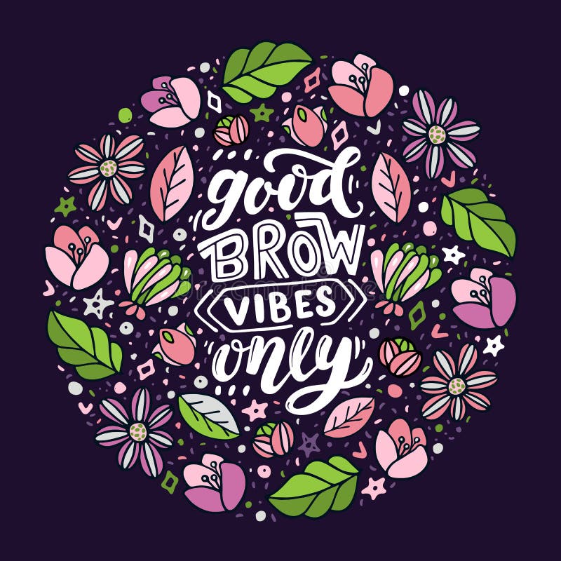 Good Vibes only Colorful Vector Illustration with Inspirational ...