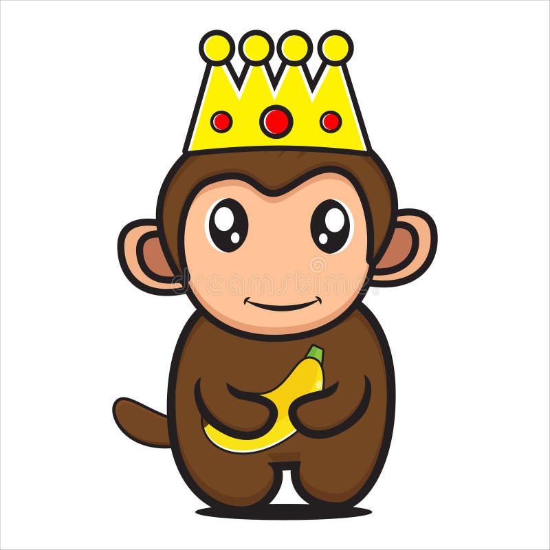Mascot cute monkey king stock vector. Illustration of holding - 207690455