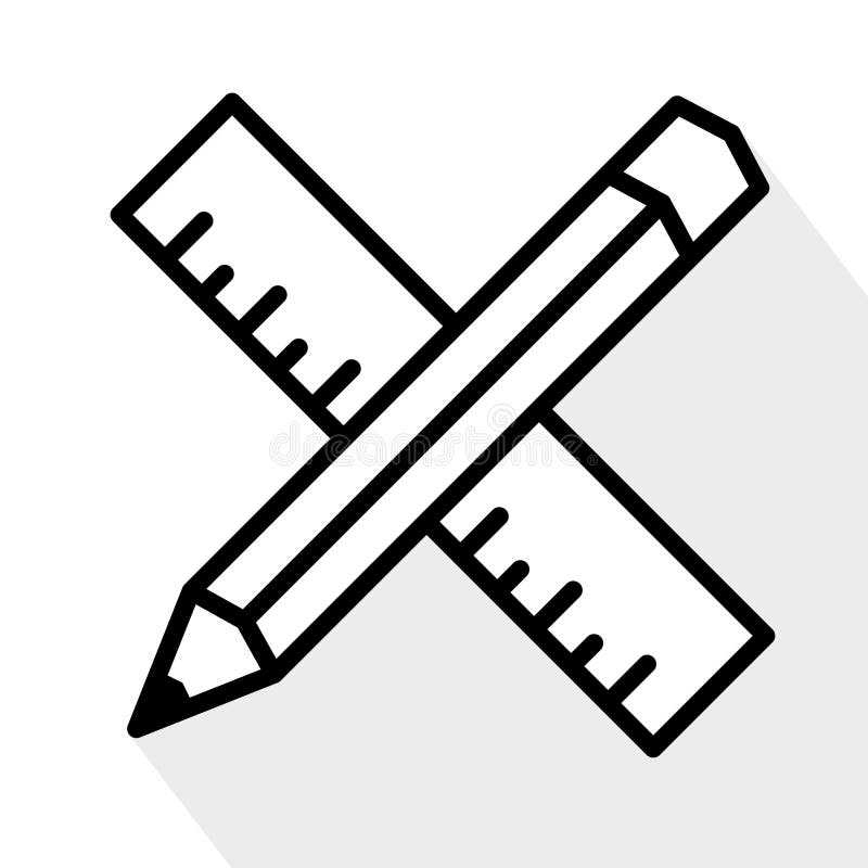 Pencil and ruler icon simple vector illustration