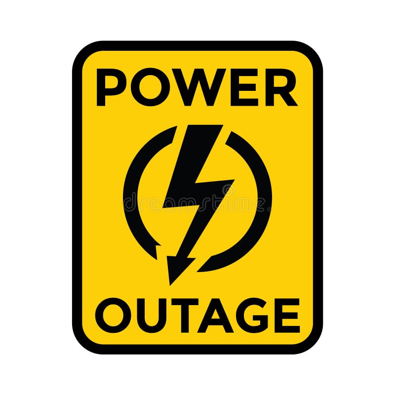 Power outage, yellow warning sign vector illustration