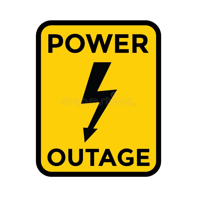 power outage, yellow warning sign vector illustration