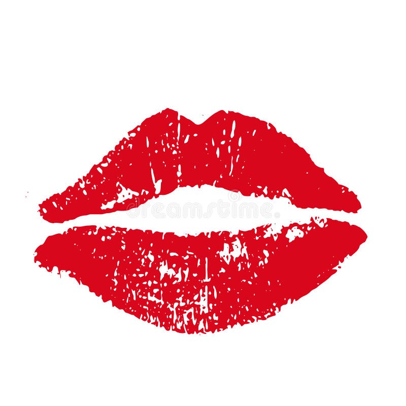 Print of Red Lips. Vector Illustration on a White Background. EPS Stock