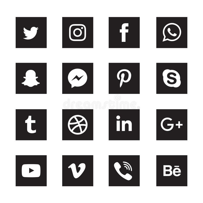 Set of Social Media Square Icons Editorial Image - Illustration of icon ...