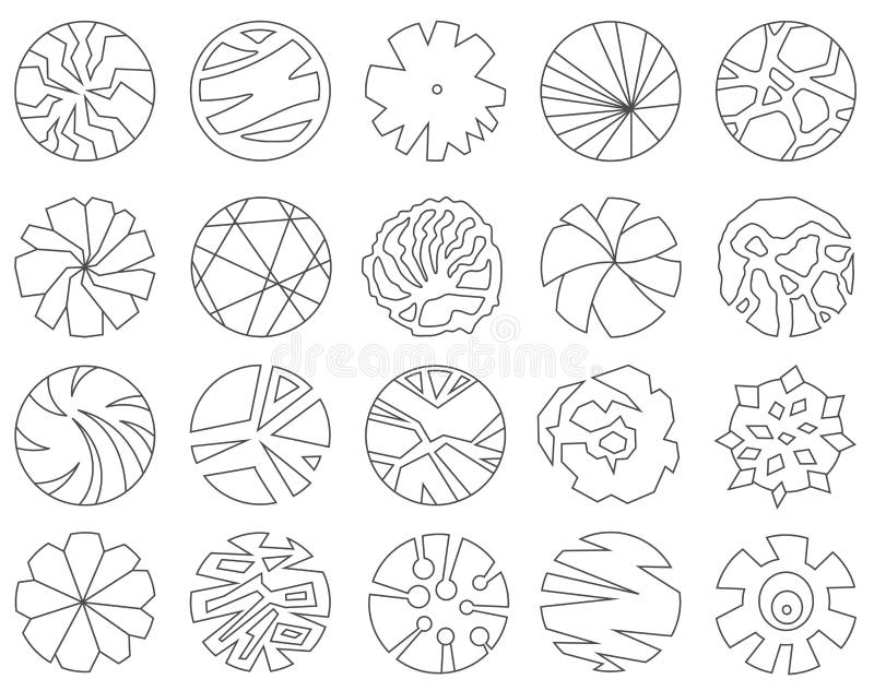 Set of trees top view for landscape design. Icons for architectural plans. Vector vector illustration Set of trees top view for landscape design. Icons for architectural plans. Vector vector illustration