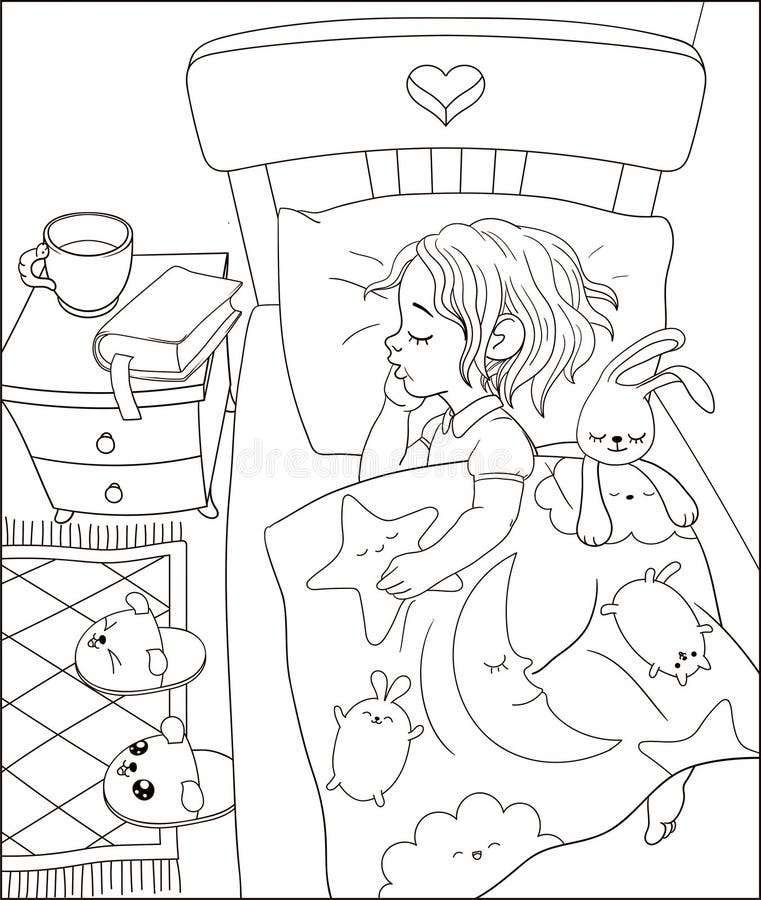 Coloring Book Little Girl Sleeping Stock Illustrations 55 Coloring Book Little Girl Sleeping Stock Illustrations Vectors Clipart Dreamstime