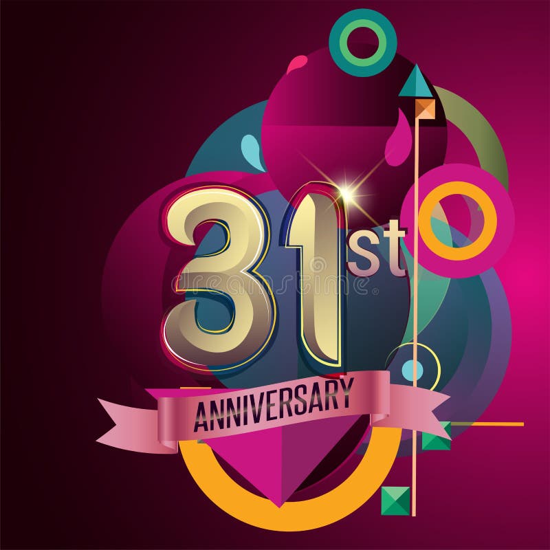 31st Anniversary Years Celebration Logotype. Logo Ribbon Gold Number ...