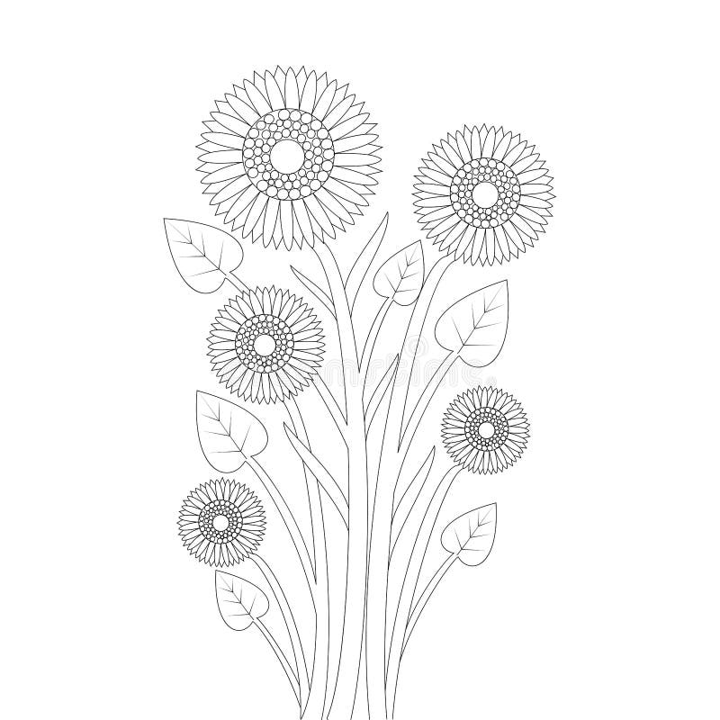 kids sunflower coloring page pencil drawing of vector design with pencil  sketch 10792092 Vector Art at Vecteezy