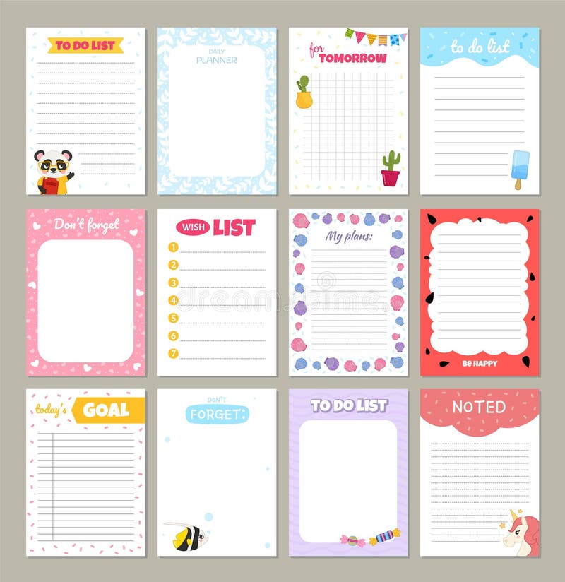 Vector cards for notebook royalty free illustration
