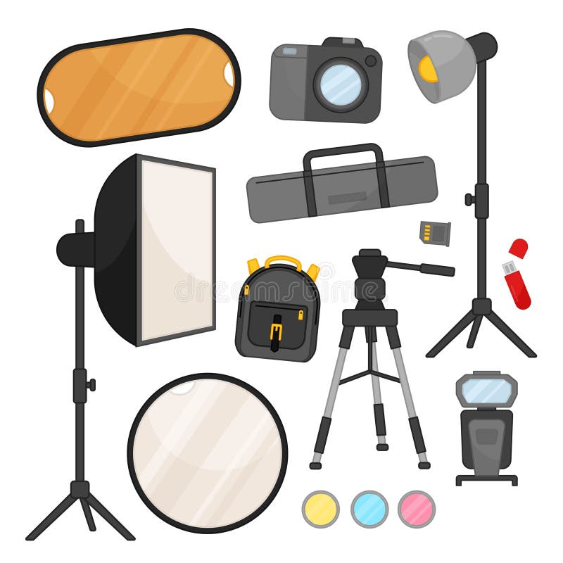 Photographer Equipment On A Table. Photography Tools, Photo Editing