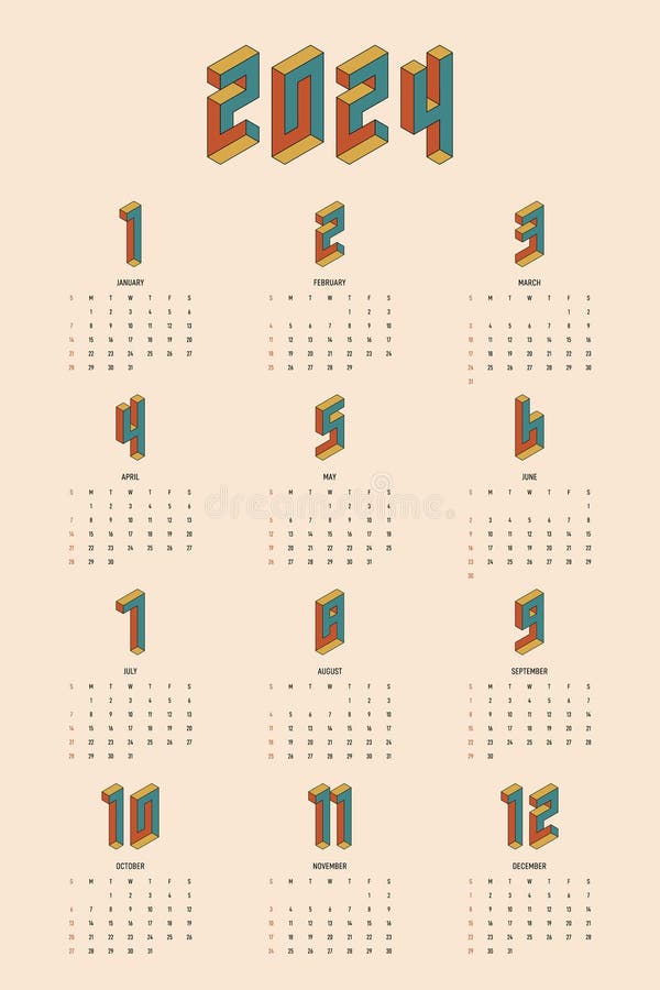 2024 Calendar Retro Stock Illustrations 2,452 2024 Calendar Retro