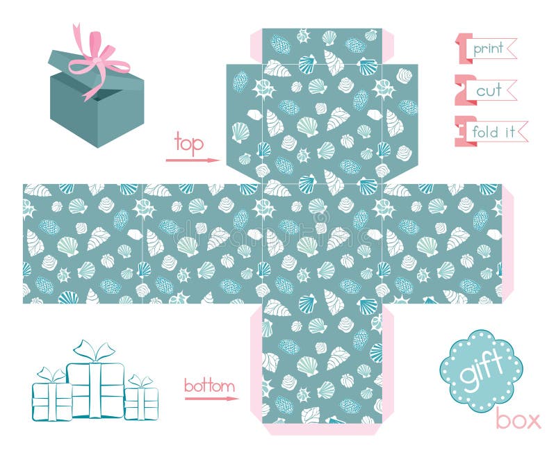 Template for Cute Gift Box stock vector. Illustration of packaging -  40711134