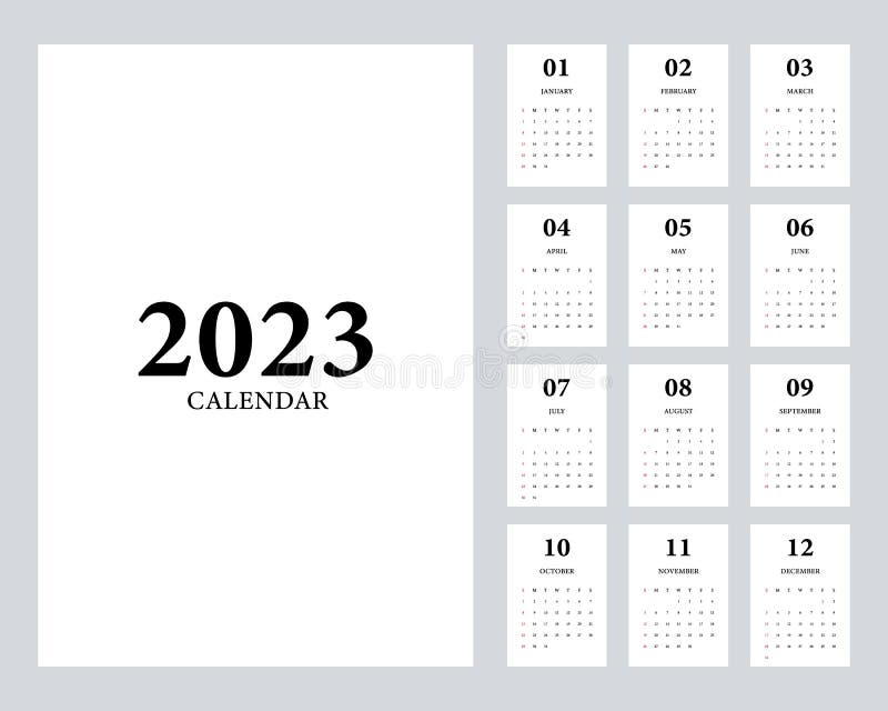 2023 Printable Monthly Calendar Template Design, Week Starts on Sunday