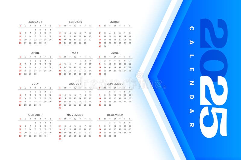 Printable 2025 New Year Calendar Template in Business Style Stock ...