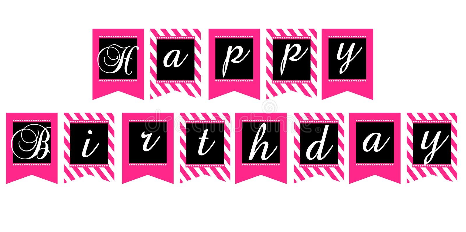 Cute Pennant Banner As Flags with Letters Happy Birthday in Princess ...