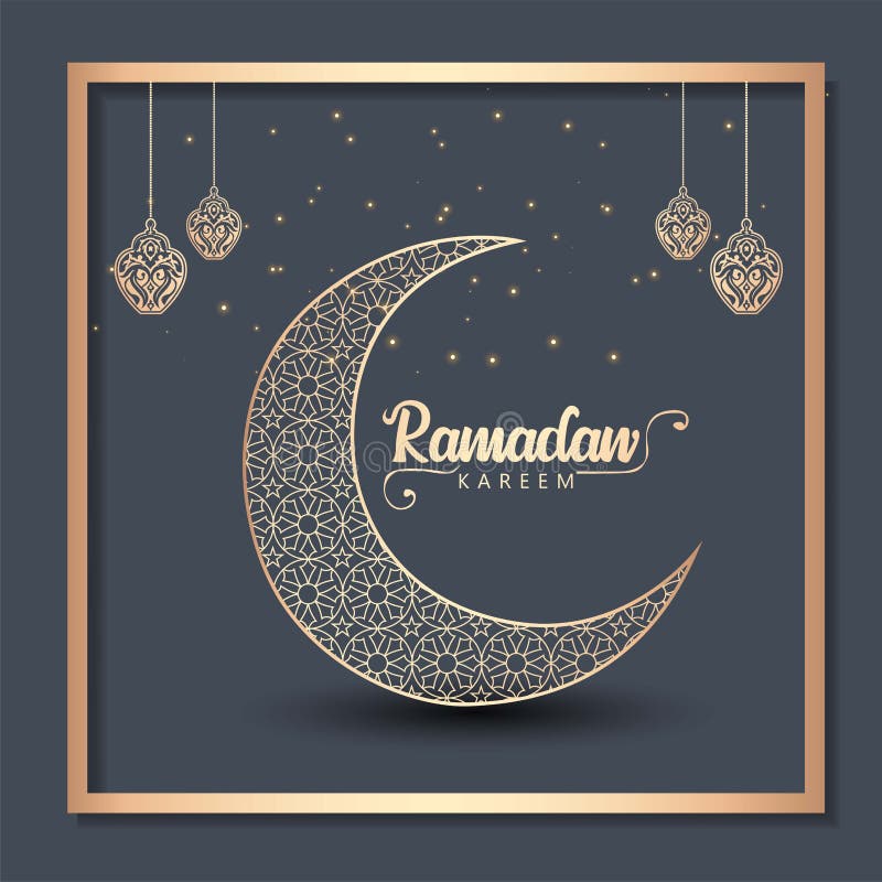 the golden crescent moon, Ramadan Kareem celebration with golden