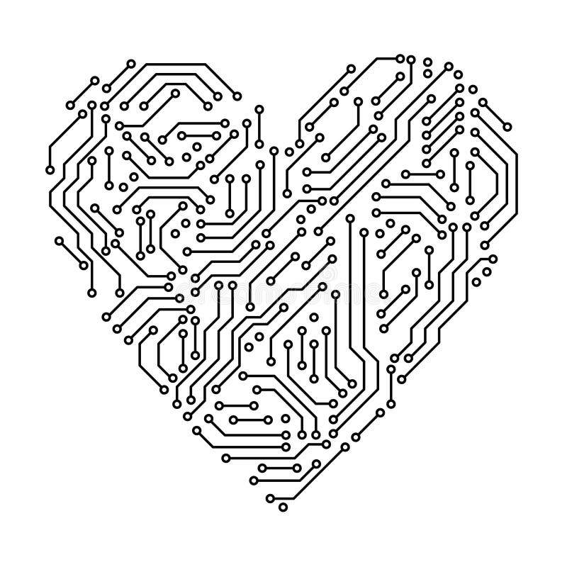Как нарисовать плату по схеме Heart Love Technology Concept Design for Valentine. a Concept of Information Tec