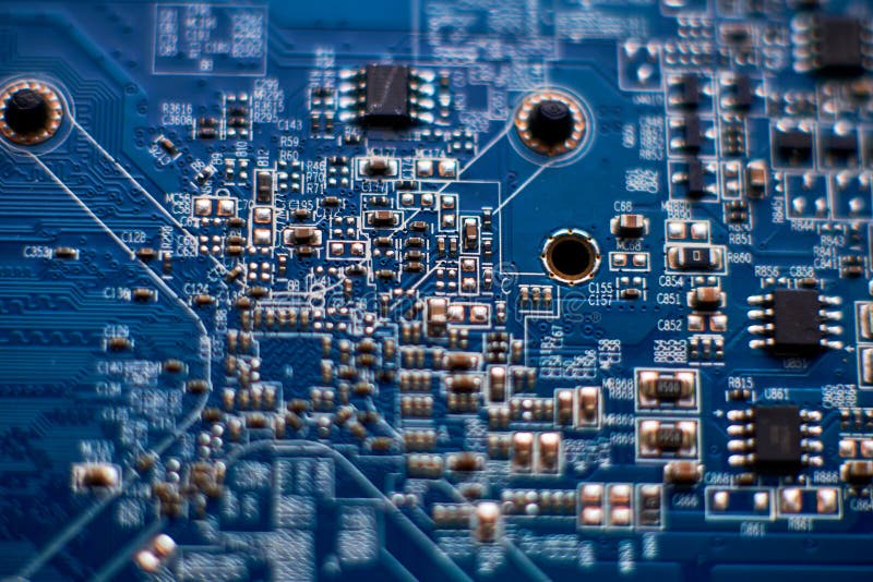 Printed Circuit Board with Chips and Radio Components Electronics Stock ...