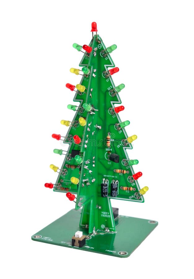 Printed-circuit Board Christmas Tree Isolated on a White Background ...