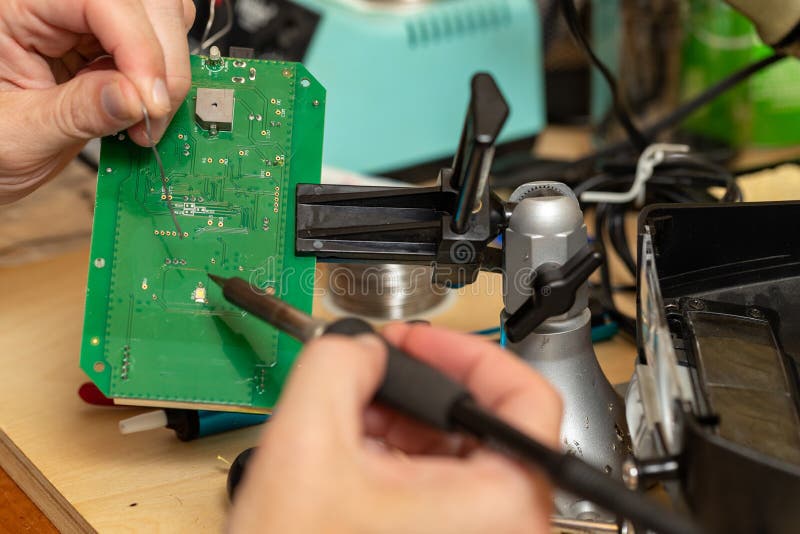 Tools For Soldering Of Electronic Printed Circuit Board Stock Image
